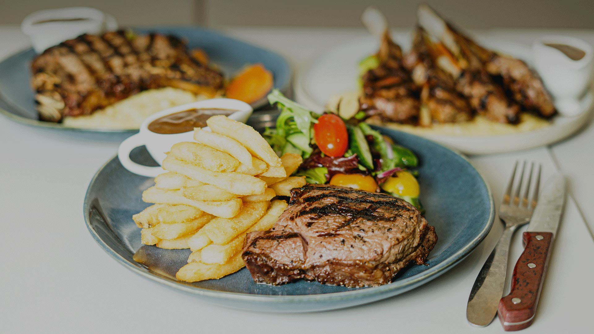 Grilled beef steak with french fries at sapid in Burwood Sydney